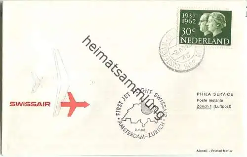 Swissair - First Jet Flight - Caravelle - Amsterdam-Zürich 1962 - Prägedruck