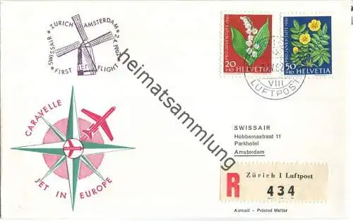 Swissair - First Jet Flight - Caravelle - Zürich-Amsterdam 1962 - Prägedruck