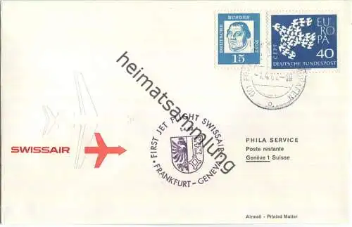 Swissair - First Jet Flight - Caravelle - Frankfurt-Genf 1962 - Prägedruck