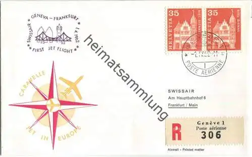 Swissair - First Jet Flight - Caravelle - Genf-Frankfurt 1962 - Prägedruck