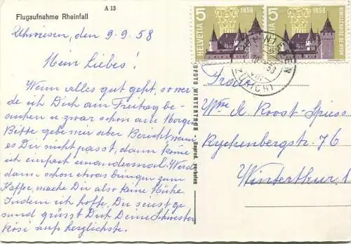 Rheinfall - Flugaufnahme - Foto-AK Grossformat gel. 1958