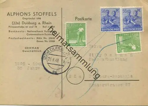 Portorichtige 10-fach Frankatur - Pfg 120 - Gültigkeit endete jedoch am 23.06.48 mit der ersten Briefkastenleerung - des