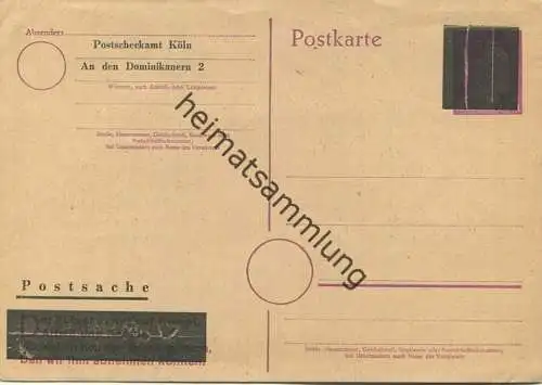 1946 Hitler 6 Pf Ganzsachenkarte Aufbrauch vom Postscheckamt Köln