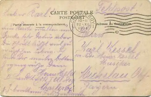Gosselies - Rue Modeste Cornil - Feldpost - gel. 1914