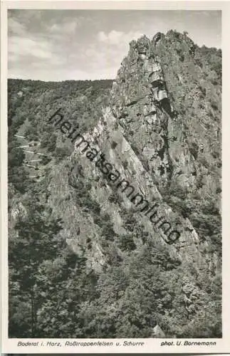 Bodetal - Rosstrappenfelsen - Schurre - Foto-Ansichtskarte 30er Jahre - Verlag U. Bornemann Blankenburg