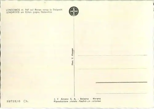 Longomos sul Renon - Lengmoos am Ritten - Foto-AK - Photo T. Flunger - Verlag J. F. Amonn Bolzano Nr. 39753/16