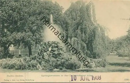 Baden-Baden - Springbrunnen in der Lichtenthaler Allee - Verlag Edm. von König Heidelberg