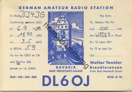 QSL - Funkkarte DJ3GW - Bad Neustadt Brendlorenzen 1959