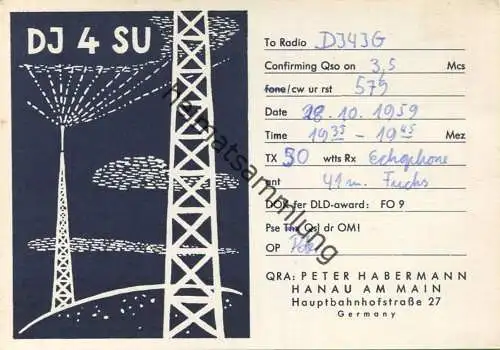 QSL - Funkkarte - DJ4SU - Hanau - 1959