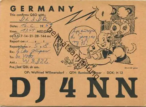 QSL - Funkkarte - DJ4NN - Hessisch-Oldendorf - Rumbeck - 1959