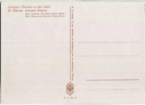 Willrich - Deutscher Blutadel - Kärntner Bäuerin - Verlag Volksbund für das Deutschtum im Ausland Berlin