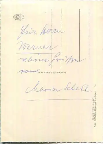 Maria Schell - rückseitig Autogramm - Verlag Kunst und Bild Berlin