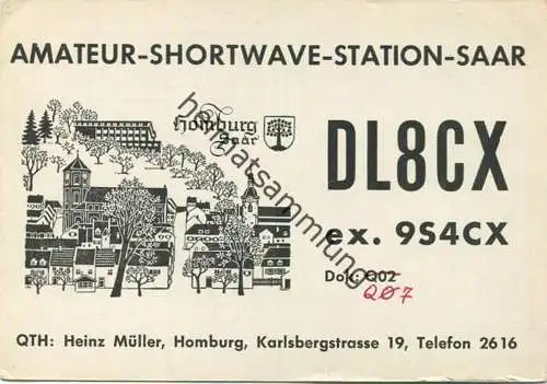 QSL - Funkkarte - DL8CX - Homburg - 1959