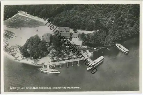 Strandbad Möllensee - Waldidyll - Besitzer Gottlieb Zeugner - Fliegeraufnahme - Foto-Ansichtskarte - Verlag Max O'Brien