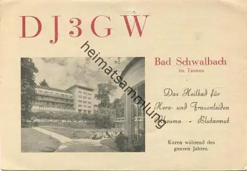 QSL - Funkkarte - DJ3GW - Bad Schwalbach - 1956