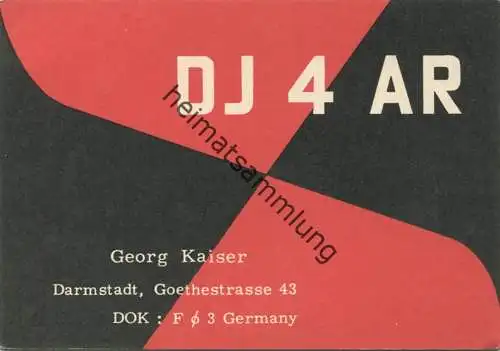 QSL - Funkkarte - DJ4AR - Darmstadt - 1959