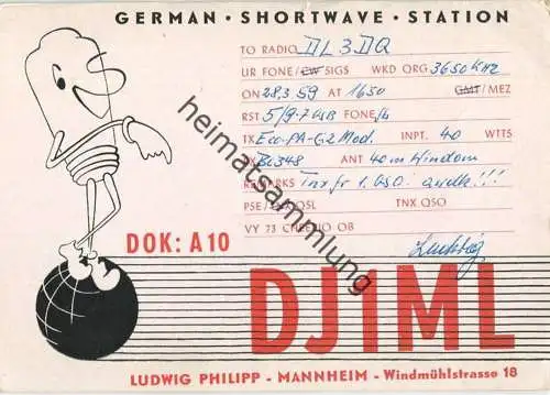 QSL - Funkkarte - DJ1ML - Mannheim - 1959