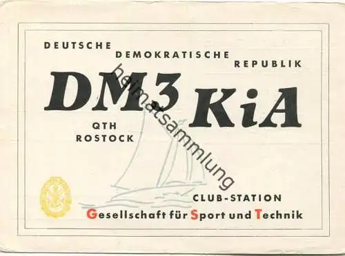 QSL - Funkkarte - DM3KiA - Rostock - Gesellschaft für Sport und Technik - 1959