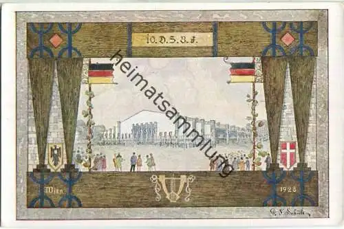 Wien - 10. Deutsches Sängerbundesfest 1928 - Fest-Postkarte - Sängerhalle - signiert G. F. Schüle