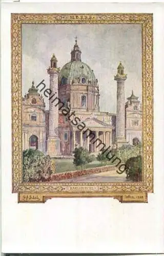 Wien - 10. Deutsches Sängerbundesfest 1928 - Fest-Postkarte - Karlskirche - signiert G. F. Schüle