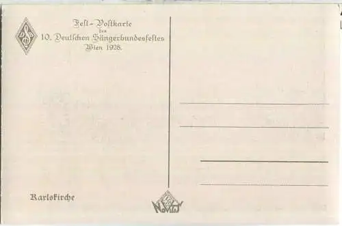 Wien - 10. Deutsches Sängerbundesfest 1928 - Fest-Postkarte - Karlskirche - signiert G. F. Schüle