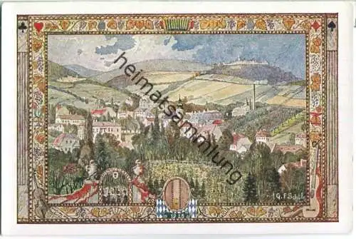 Wien - 10. Deutsches Sängerbundesfest 1928 - Fest-Postkarte - Grinzing  mit Kobenzl und Kahlenberg