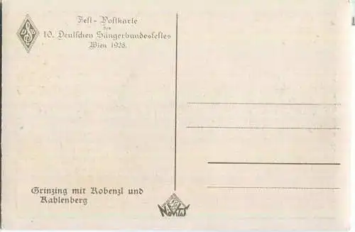 Wien - 10. Deutsches Sängerbundesfest 1928 - Fest-Postkarte - Grinzing  mit Kobenzl und Kahlenberg