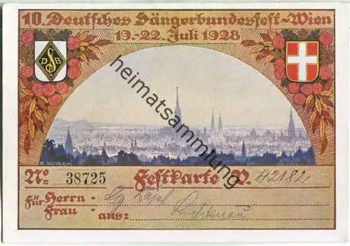 Wien - 10. Deutsches Sängerbundesfest 1928 - Festkarte ohne AK-Einteilung - 3. Hauptaufführung Nr. 38725