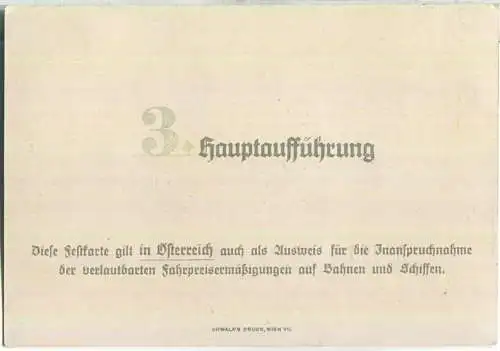 Wien - 10. Deutsches Sängerbundesfest 1928 - Festkarte ohne AK-Einteilung - 3. Hauptaufführung Nr. 38725