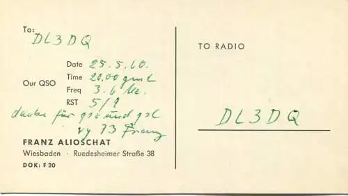 QSL - Funkkarte - DL9HQ - Wiesbaden - 1960