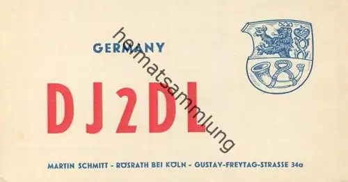 QSL - Funkkarte - DJ2DL - Rösrath - 1959