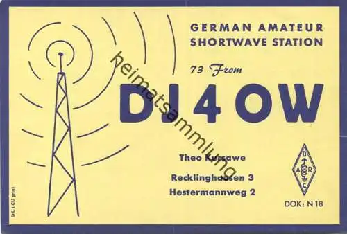 QSL - Funkkarte - DJ4OW - Recklinghausen - 1959