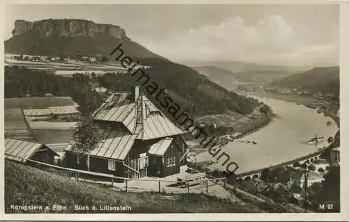 Königstein - Sächsische Schweiz - Blick auf Lilienstein - Foto-AK - Verlag E. Rubin & Co Dresden gel. 1936
