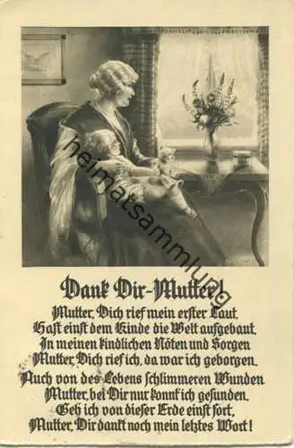 Mutter - Kind - Teddybär - Gedicht gel. 1930