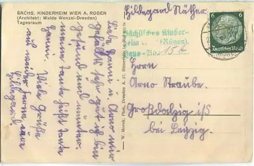 Wiek auf Rügen - Säch. Kinderheim - Tagesraum - Verlag W. Moeck Dresden