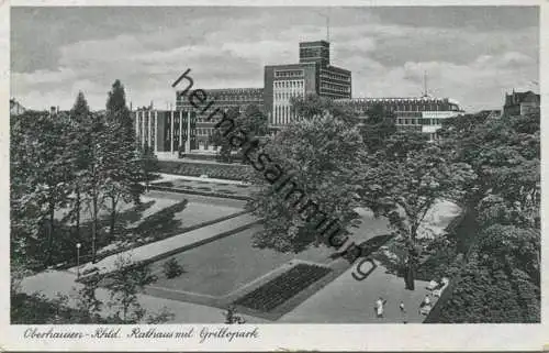 Oberhausen - Rathaus mit Grillopark - Verlag Cramers Kunstanstalt Dortmund gel. 1941