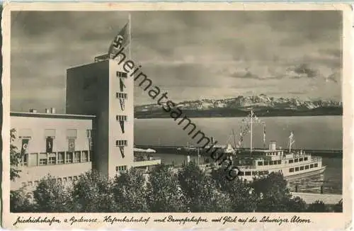 Friedrichshafen - Hauptbahnhof - Dampferhafen - Verlag Aubert Ulrich Ravensburg