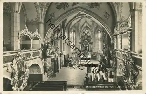 Schleiz - Inneres der Bergkirche - Altarseite - Foto-AK - Verlag Hen. Körner Schleiz gel. 1934