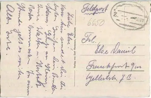 Homburg - Saar - Feldpost - Bahnpost - Verlag Emil Hartmann Mannheim