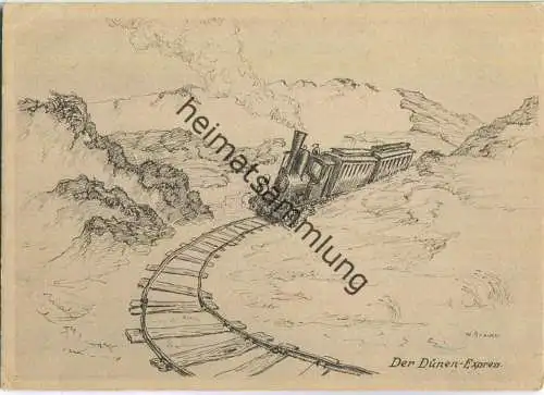 Dünen-Express - Künstler-Ansichtskarte W. Bräuner