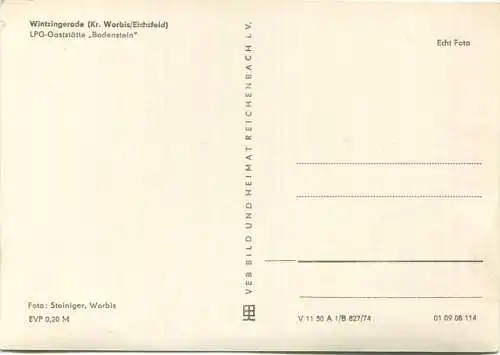 Wintzingerode - LPG-Gaststätte Bodenstein - Foto-AK Grossformat - Verlag VEB Bild und Heimat Reichenbach