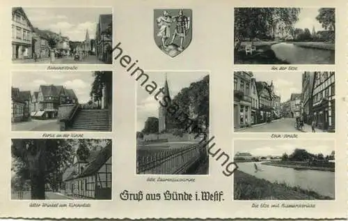 Bünde - Bahnhofsstrasse - Esch-Strasse - Else - Foto-AK - Verlag Schöning & Co Lübeck
