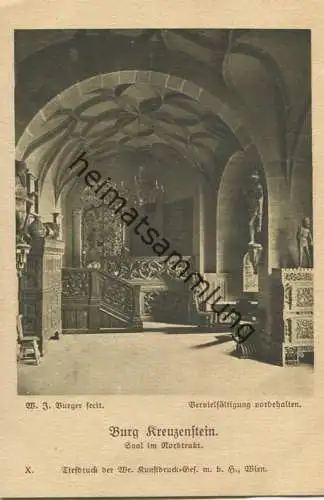 Burg Kreuzenstein - Saal im Nordtrakt - Verlag W. J. Burgers Erben Wien