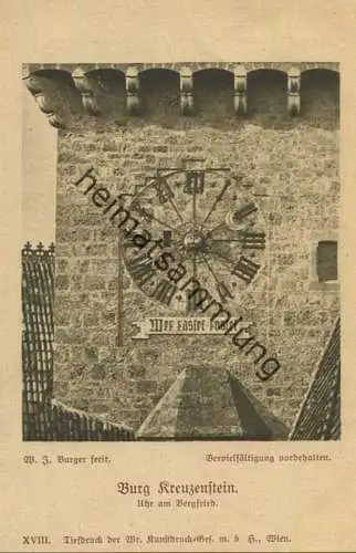 Burg Kreuzenstein - Uhr am Bergfried - Verlag W. J. Burgers Erben Wien
