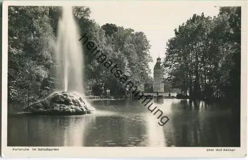 Karlsruhe - Springbrunnen im Schloßgarten - Foto-Ansichtskarte - Verlag J. Velten Karlsruhe