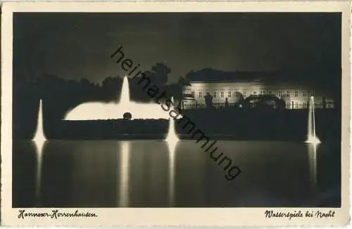 Hannover - Herrenhausen - Wasserspiele bei Nacht - Foto-Ansichtskarte - Verlag Ernst Tremper Hannover