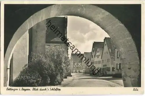 Oettingen - Blick durchs Schlosstor - Foto-Ansichtskarte - Verlag Ludwig Riffelmacher Fürth