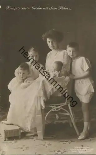 Preussen - Prinzessin Cecilie mit ihren Söhnen - Wohlfahrtskarte durch die NPG Steglitz