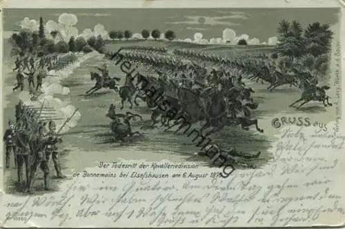 Der Todesritt - der Kavalleriedivision de Bonnemains bei Elsasshausen am 6. August 1870 - Verlag von A. Levy Wörth an de