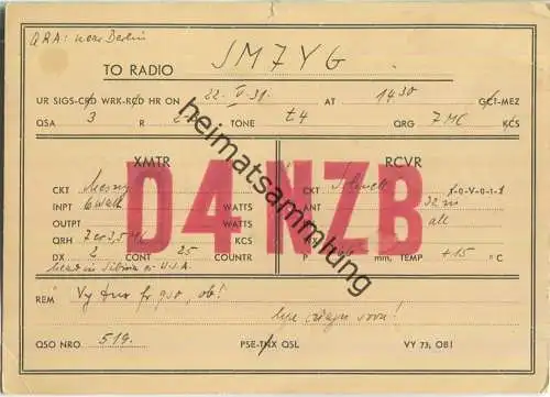 QSL - QTH - D4NZB - 1931